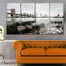 Design Art 'Brooklyn Bridge w/ Rocks on Shore' 4 Piece Photographic Print on Metal Set Canvas in White | 28 H x 48 W x 1 D in | Wayfair MT14018-271