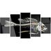 Design Art 'Fish Skeleton Bone on ' 5 Piece Graphic Art on Metal Set Canvas in Black | 32 H x 60 W x 1 D in | Wayfair MT13163-373