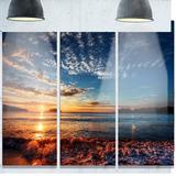 Design Art 'Tranquil Beach & Whimsical Clouds' 3 Piece Photographic Print on Metal Set Canvas in Blue | 28 H x 36 W x 1 D in | Wayfair MT14318-3P