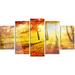 Design Art 'Yellow Red Fall Trees & Leaves' 5 Piece Photographic Print on Metal Set Canvas in Green/Red | 32 H x 60 W x 1 D in | Wayfair