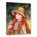 Astoria Grand 'Young Girl w/ Long Hair, Or Young Girl In A Straw Hat, 1884' by Pierre Renoir Painting Print on Wrapped Canvas in Green/Red | Wayfair