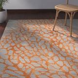 Gray/Orange 96 x 0.63 in Indoor Area Rug - Ivy Bronx Rigsby Hand-Hooked Wool Area Rug Viscose/Wool | 96 W x 0.63 D in | Wayfair BAYI8394 40777427