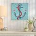Breakwater Bay 'Nautical Love (Anchor)' - Unframed Print on Canvas Canvas, Cotton in Blue/Red | 26 H x 26 W x 1.5 D in | Wayfair BRWT5149 31848486