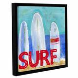Breakwater Bay 'Nautical Surfboards Surf' Framed Painting Print on Wrapped Canvas in Blue/Red/White | 18 H x 18 W x 2 D in | Wayfair