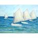 Buy Art For Less 'Sailboats' by Brendan Loughlin Painting Print on Wrapped Canvas Metal in Blue/White | 30 H x 40 W x 1.5 D in | Wayfair