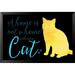 Buy Art For Less 'Cat Home V' by Brandi Fitzgerald Framed Graphic Art Paper in Black/Blue/Yellow | 12 H x 18 W x 1 D in | Wayfair
