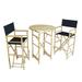 Bay Isle Home™ Waterford 3 Piece Bar Height Dining Set, Bamboo in White/Blue | 41.5 H x 29.5 W x 29.5 D in | Outdoor Dining | Wayfair