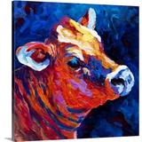 August Grove® Draisey Jersey Girl' by Marion Rose Painting Print on Canvas in Black/Blue/Brown | 24 H x 24 W x 1.25 D in | Wayfair