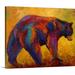 Millwood Pines Clodagh Daily Rounds Black Bear' by Marion Rose Painting on Canvas in Blue/Brown/Yellow | 16 H x 20 W x 1.25 D in | Wayfair