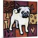 Harriet Bee 'Pug Pop Art' by Diethild Painting Print on Canvas Canvas, Polyester in Brown/Indigo/White | 24 H x 24 W x 1.25 D in | Wayfair