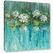 Bungalow Rose 'Water Lily Pond' by Danhui Nai Painting Print on Wrapped Canvas in Blue/Green/White | 18 H x 18 W x 2 D in | Wayfair