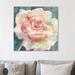 Charlton Home® 'White Camelia III' Watercolor Painting Print on Wrapped Canvas in Blue/Green/Pink | 24 H x 24 W x 1.5 D in | Wayfair