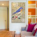 Charlton Home® Winter Birds Series: Bluebird II Painting Print on Wrapped Canvas in Brown/Green/White | 26 H x 18 W x 1.5 D in | Wayfair
