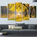 Design Art 'Bright Yellow Autumn Forest' 5 Piece Wall Art on Wrapped Canvas Set Canvas in Green/Yellow | 32 H x 60 W x 1 D in | Wayfair PT9550-373