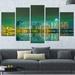 Design Art 'Singapore View from Marina Bay Skyline' 5 Piece Wall Art on Wrapped Canvas Set Canvas in Blue/Green | 32 H x 60 W x 1 D in | Wayfair