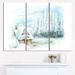 Design Art Christmas Winter Happy Scene - 3 Piece Graphic Art on Wrapped Canvas Set Canvas in Blue/White | 28 H x 36 W x 1 D in | Wayfair