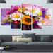 Design Art 'Bunch of White Yellow Flowers' 5 Piece Painting Print on Wrapped Canvas Set Canvas in Red | 32 H x 60 W x 1 D in | Wayfair PT15050-373