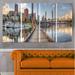 Design Art 'Marina Along the River' 4 Piece Wrapped Canvas Graphic Art Print on Canvas in Gray | 28 H x 48 W x 1 D in | Wayfair PT8282-271
