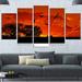 Design Art 'African Landscape w/ Warm Sunset' 5 Piece Photographic Print on Wrapped Canvas Set Canvas in Red | 32 H x 60 W x 1 D in | Wayfair