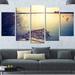 Design Art 'Amazing Sunset over Clam Lake' 5 Piece Photographic Print on Wrapped Canvas Set 32.0 H x 60.0 W x 1.0 D in brown/pink/redCanvas | Wayfair