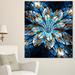 Design Art 'Turquoise Fractal Flower in Dark' Graphic Art on Wrapped Canvas Metal in Blue/Brown | 32 H x 16 W x 1 D in | Wayfair PT8672-16-32