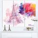 Design Art Eiffel Tower in Cloud of Colors - 3 Piece Graphic Art on Wrapped Canvas Set Canvas in Pink/White | 36 H x 28 W x 1 D in | Wayfair