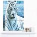 Design Art 'Silver Tiger w/ Water Background' 3 Piece Photographic Print on Wrapped Canvas Set Canvas | 36 H x 28 W x 1 D in | Wayfair PT12865-3PV