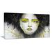 East Urban Home 'Girl w/ Yellow Eye line Large' Graphic Art Print on Canvas Metal in Green/Yellow | 16 H x 32 W x 1 D in | Wayfair