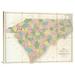 East Urban Home 'Map of North & South Carolina, 1839' Print on Canvas Metal in Green/Pink, Size 30.0 H x 40.0 W x 1.5 D in | Wayfair