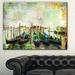 East Urban Home 'Venetian Gondolas' Oil Painting Print on Canvas in Black | 12 H x 20 W x 1 D in | Wayfair EAAE8402 39321353