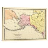 East Urban Home 'North Western America Showing the Territory Ceded By Russia To the United States, 1872' Print on Canvas in Pink/Yellow | Wayfair