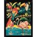 East Urban Home 'Tropical Hobbyland - Birds' Framed Oil Painting Print Paper in Black/Green/Pink | 16 H x 12 W x 1 D in | Wayfair EASN7531 39524911