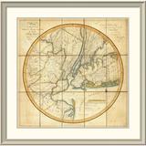 East Urban Home 'Map of the Country Thirty Miles Round the City of New York, 1811' Framed Print Paper in Brown | 38 H x 38 W x 1.5 D in | Wayfair