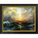 East Urban Home 'Seascape' Framed Oil Painting Print Paper in Black/Green/Yellow | 11 H x 14 W x 1 D in | Wayfair EASN7757 39525137