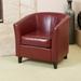 Barrel Chair - Ebern Designs Baltes 29.5" Wide Barrel Chair Faux Leather/Wood in Red | 30 H x 29.5 W x 27 D in | Wayfair EBDG1933 42450427