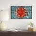 East Urban Home 'Abstract Floral Texture Design' Oil Painting Print on Wrapped Canvas Metal in Black/Blue/Red | 16 H x 32 W x 1 D in | Wayfair