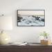 East Urban Home "Waves Hitting Beach at Sunrise Atlantic' Framed Photographic Print on Wrapped Canvas Metal in Gray | 16 H x 32 W x 1 D in | Wayfair