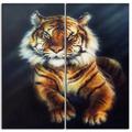 Design Art Mighty Tiger Animal 2 Piece Graphic Art on Wrapped Canvas Set Canvas, Solid Wood in Black/Brown/Green | 1 D in | Wayfair PT6272-40-40-2P