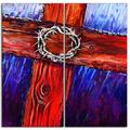 Design Art Crown of Thorns Abstract 2 Piece Painting Print on Wrapped Canvas Set Canvas, Solid Wood in Blue/Red | 1 D in | Wayfair PT6193-40-40-2P