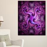 Design Art Glowing Purple Fractal Flower Design Graphic Art on Wrapped Canvas Metal in Indigo | 40 H x 20 W x 1 D in | Wayfair PT12080-20-40