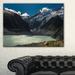 Design Art Frosty Mountains Over Blue Lake Landscape Photographic Print on Wrapped Canvas Metal in Blue/Gray/Green | 16 H x 32 W x 1 D in | Wayfair