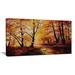 Design Art Forest in Autumn - Wrapped Canvas Painting Print Canvas, Solid Wood in Green/Orange | 12 H x 20 W x 1 D in | Wayfair PT6022-20-12