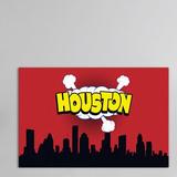 East Urban Home Comic Book Skyline Series: Houston Graphic Art on Wrapped Canvas in Black/Red/Yellow | 8 H x 12 W x 0.75 D in | Wayfair