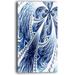 Design Art Symmetrical Large Dark Blue Fractal Flower Graphic Art on Wrapped Canvas Metal in Black/White | 32 H x 16 W x 1 D in | Wayfair