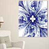 Design Art Symmetrical Blue White Fractal Flower Graphic Art on Wrapped Canvas Metal in Black/White | 40 H x 20 W x 1 D in | Wayfair PT12041-20-40