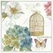 East Urban Home 'Rainbow Seeds Floral Birdcage III' Graphic Art Print Canvas in Blue/Green/Pink | 24 H x 24 W x 1.5 D in | Wayfair