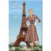 Buyenlarge 'Paris Brown Plaid Frock' by Sara Pierce Vintage Advertisement in Blue/Brown | 36 H x 24 W x 1.5 D in | Wayfair 0-587-21263-2C2436