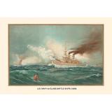Buyenlarge 'First Class Battle Ships' by Werner Painting Print in Blue | 24 H x 36 W x 1.5 D in | Wayfair 0-587-03455-6C2436