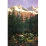 Buyenlarge 'Canadian Rockies' by Albert Bierstadt Painting Print in Green/Indigo | 30 H x 20 W x 1.5 D in | Wayfair 0-587-25933-7C2030