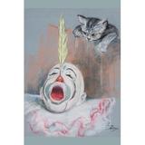 Buyenlarge Clown w/ Cat - Print in White | 36 H x 24 W x 1.5 D in | Wayfair 0-587-29983-5C2436